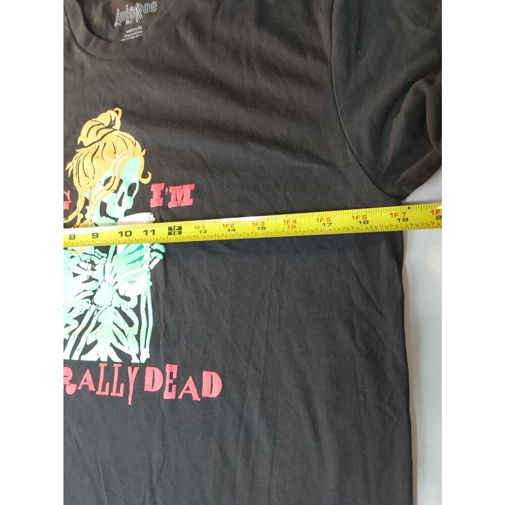 LuLaRoe Rocker T Medium Black "OMG I'm Literally Dead" T-Shirt #L224 - Picture 4 of 6